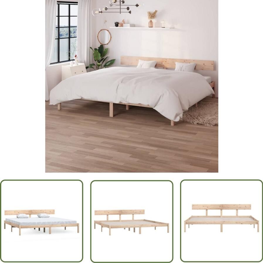 VidaXL Bedframe Massief Grenenhout 200x200 cm Massief Houten Bed Frame Tweepersoons Bed Bruine Bed Houten Bed Frame Kopen Slaapkamers Meubels Bed Frame