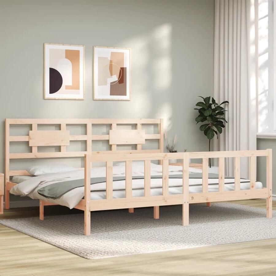 VidaXL Bedframe Massief Grenenhout 200x200 cm Massief Houten Bed Grenenhouten Bed Boxspring Frame Tweepersoons Bed Frame Bedroom Furniture Slaapkamer Meubels - Foto 2
