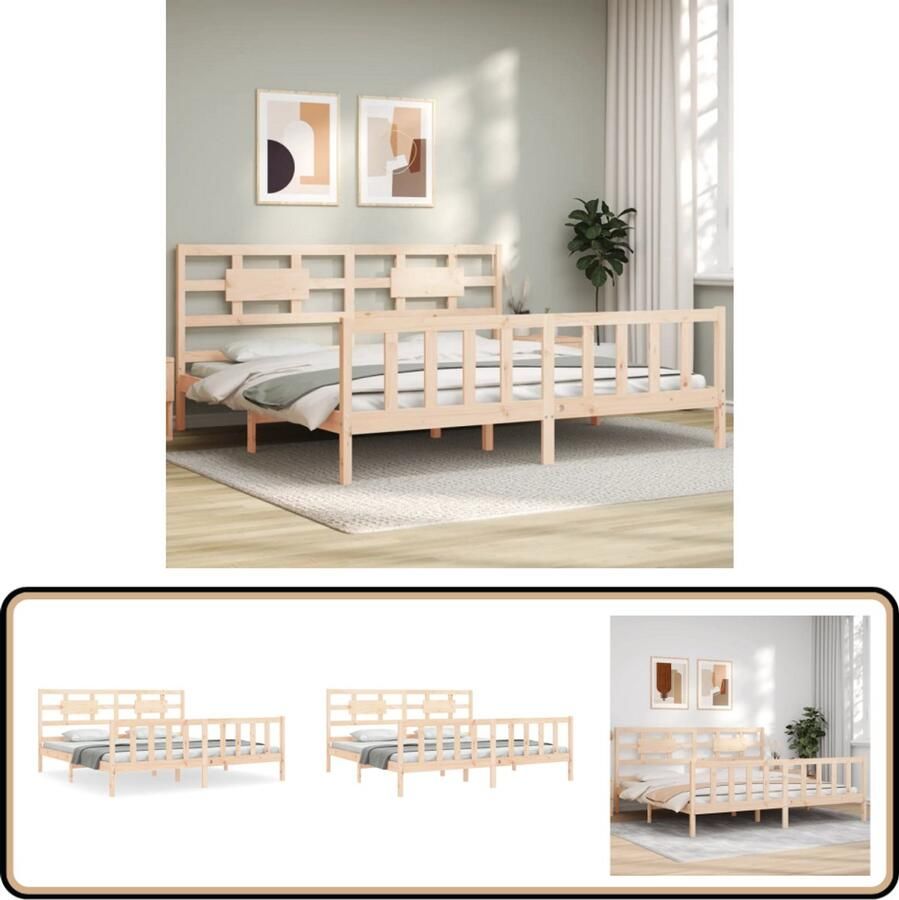 VidaXL Bedframe Massief Grenenhout 200x200 cm Massief Houten Bed Grenenhouten Bed Boxspring Frame Tweepersoons Bed Frame Bedroom Furniture Slaapkamer Meubels