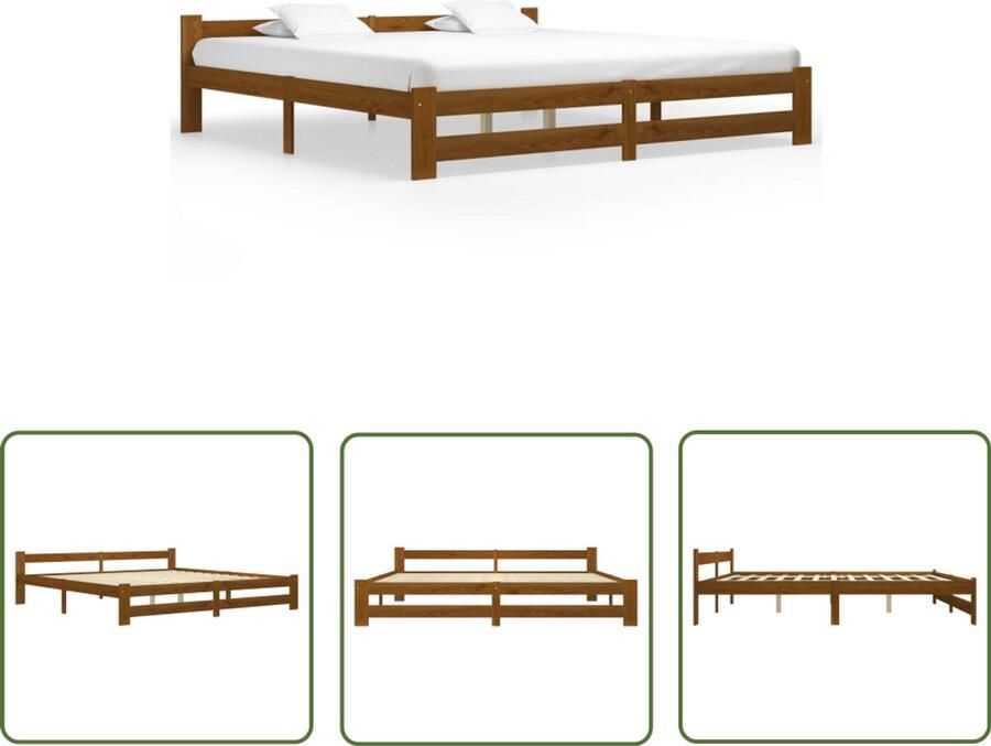 VidaXL Bedframe Massief Grenenhout 200x200 cm Scandinavisch Bed Frame Houten Bed Frame Grenenhout Bed Frame Tweepersoons Bed Frame Honingbruin Bed Frame Bed Frame Met Hoofdbord Design Bed Frame Modern Bed Frame