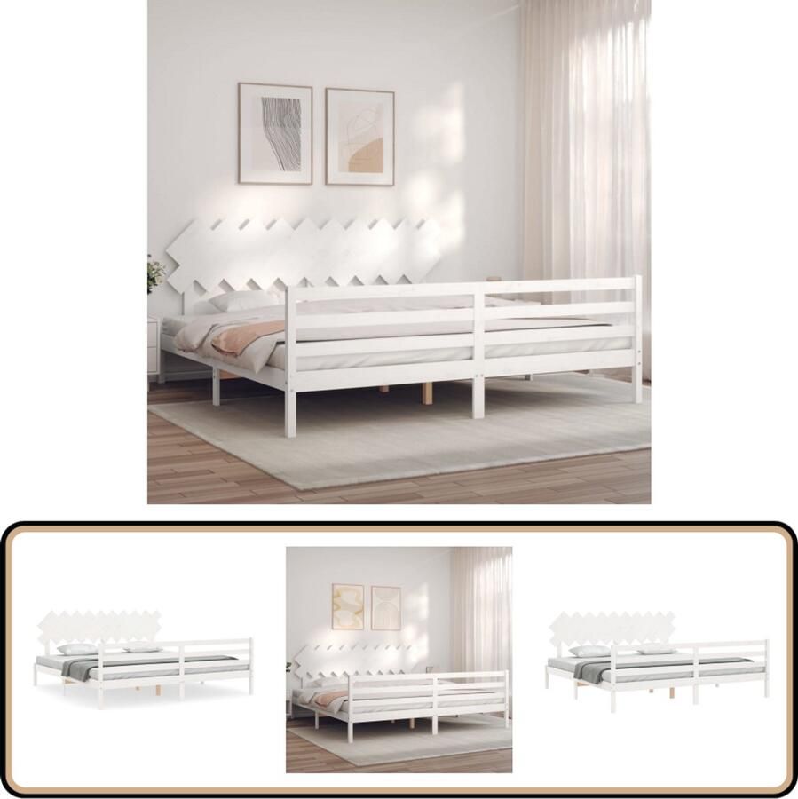 VidaXL Bedframe Massief Grenenhout 200x200 cm Wit Massief Houten Bed Frame Tweepersoons Bed Witte Bed Frame Hoofd Bord Bed Frame Kopen