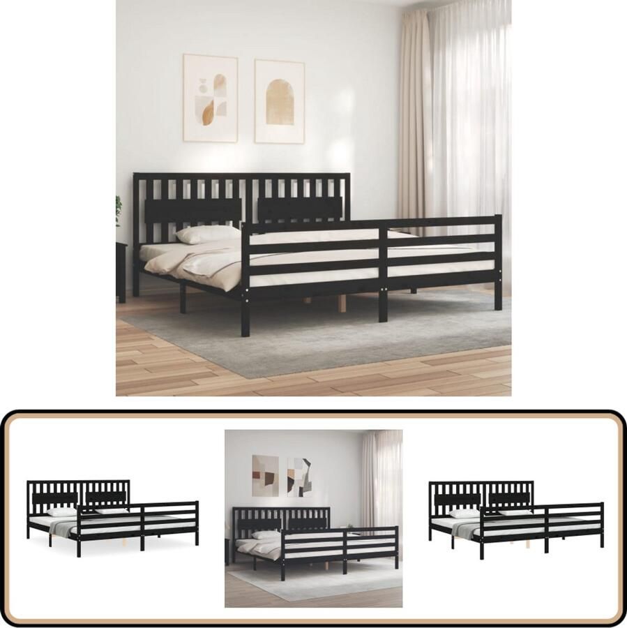 VidaXL Bedframe Massief Grenenhout 200x200 cm Zwart Massief Hout Bed Frame Grenenhout Bed Zwart Bed Tweepersoons Bed Boxspring Bed King Size Bed Stapelbare Bedden