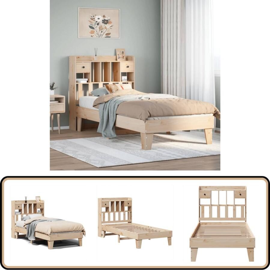 VidaXL Bedframe Massief Grenenhout 75x190 cm Bed Frame Houten Bed Enkel Bed Tweepersoonsbed Massief Hout Bed