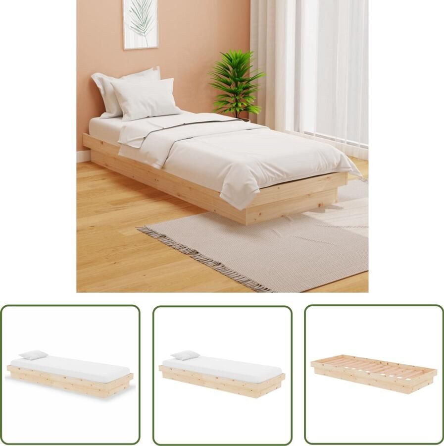 VidaXL Bedframe Massief Grenenhout 75x190 cm Houten Bed Frame Grenenhout Bed Eenpersoons Bed Klein Tweepersoons Bed Rustic Bed Vintage Bed Slaapkamer Meubels