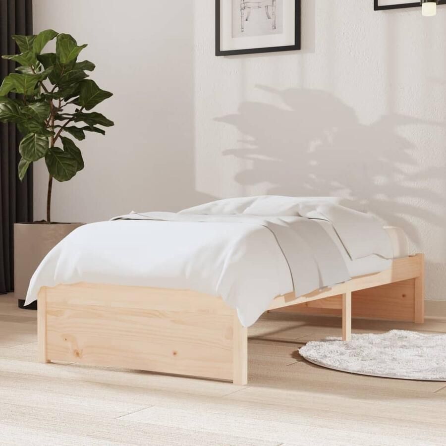 VidaXL Bedframe Massief Grenenhout 75x190 cm Houten Bedframe Enkelbed Klein Tweepersoonsbed Massief Grenenhout Stapelbaar Bed Modern Bed Budget Bed Kinderbed - Foto 2