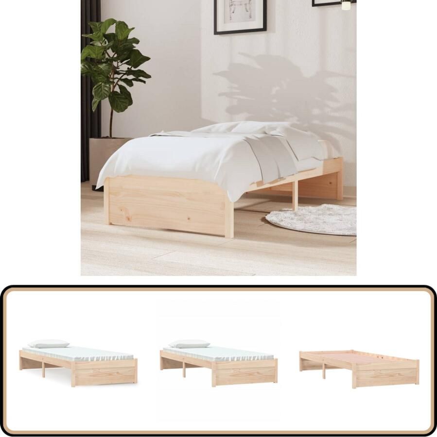 VidaXL Bedframe Massief Grenenhout 75x190 cm Houten Bedframe Enkelbed Klein Tweepersoonsbed Massief Grenenhout Stapelbaar Bed Modern Bed Budget Bed Kinderbed