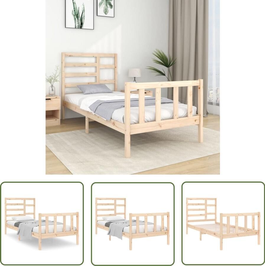 VidaXL Bedframe Massief Grenenhout 75x190 cm Houten Bedframe Enkelbed Massief Grenenhout Design Bed Modern Bed Klein Bed Stapelbare Bedden