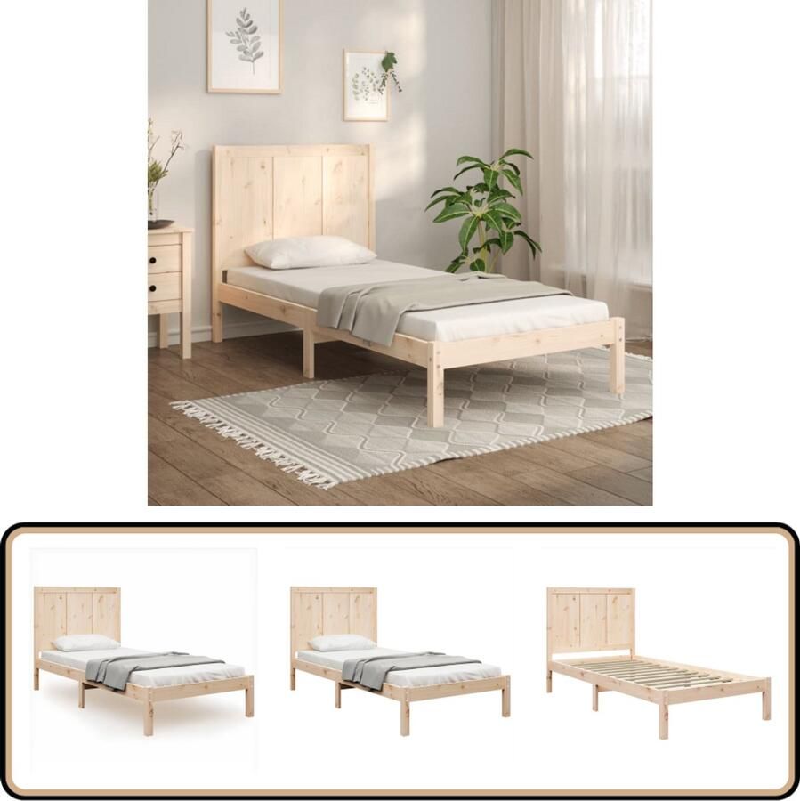 VidaXL Bedframe Massief Grenenhout 75x190 cm Houten Bedframe Massief Grenenhout Enkel Bed Tweepersoons Bed Modern Bed