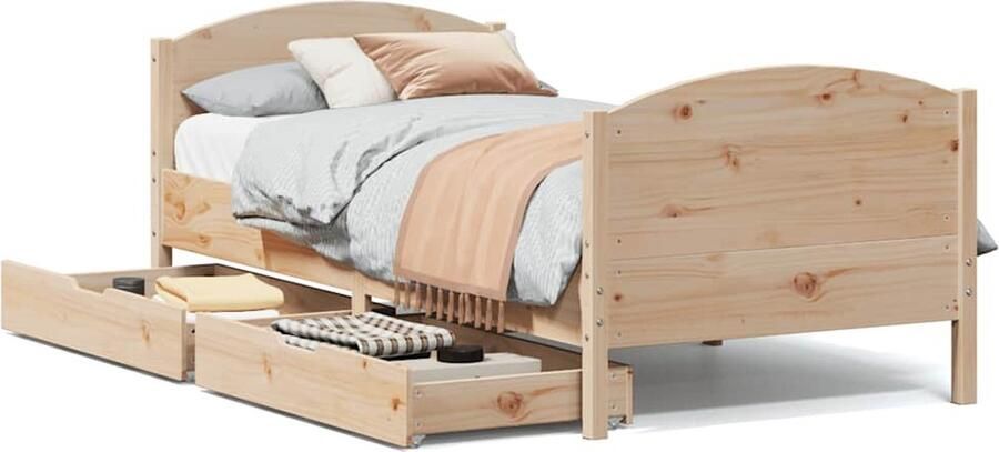 VidaXL Bedframe Massief Grenenhout 75x190 cm