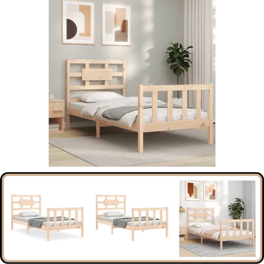 VidaXL Bedframe Massief Grenenhout 75x190 cm Massief Hout Bed Frame Grenenhout Bed Tweepersoons Bed Bruine Bed Slaapcomfort