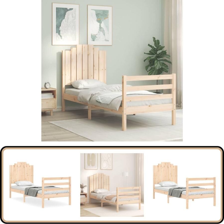 VidaXL Bedframe Massief Grenenhout 75x190 cm Massief Hout Bed Grenenhouten Bed Slaapcomfort Bedframe Tweepersoonsbed