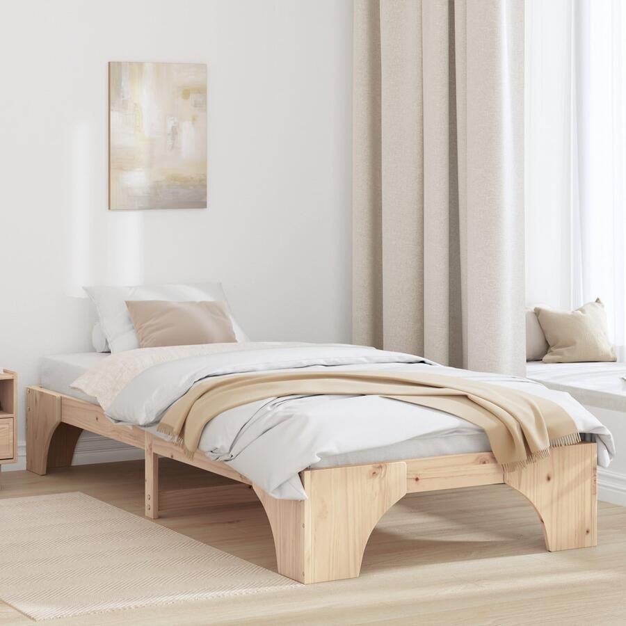 VidaXL Natuurlijk Bed Frame Natuurlijk hout Massief grenenhout 75 x 190 cm