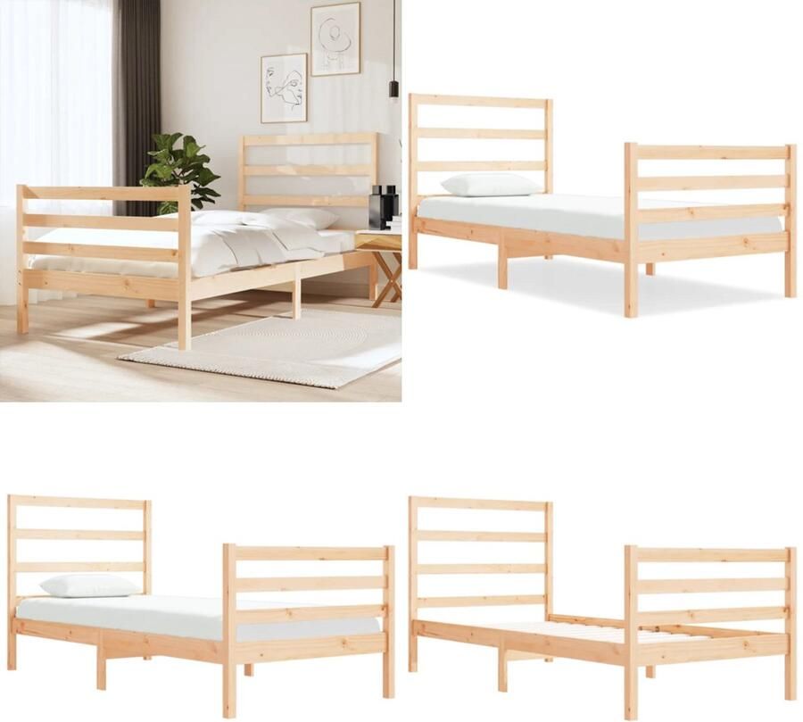 VidaXL Bedframe massief grenenhout 90x190 cm Bedframe Bedframes Bed Bedbodem