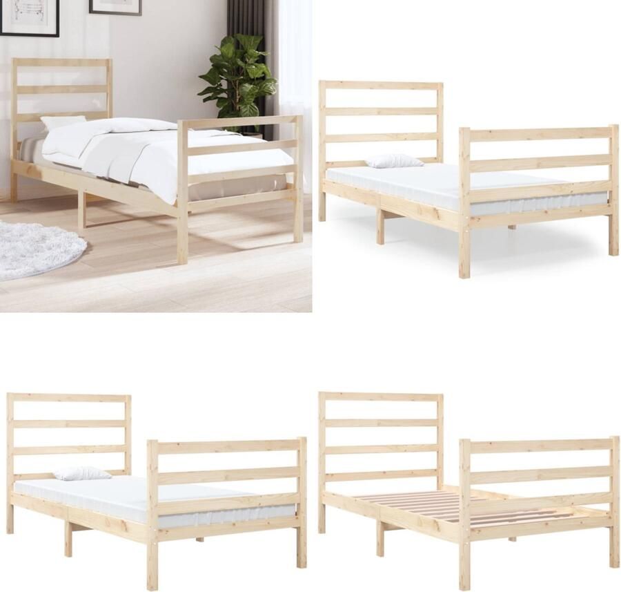 VidaXL Bedframe massief grenenhout 90x190 cm Bedframe Bedframes Eenpersoonsbed Bed