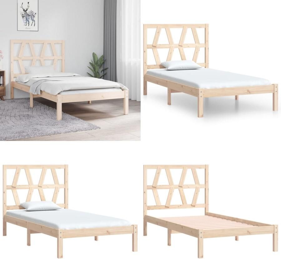 VidaXL Bedframe massief grenenhout 90x190 cm 3FT Single Bedframe Bedframes Eenpersoonsbed Bed