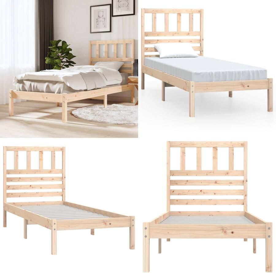 VidaXL Bedframe massief grenenhout 90x190 cm Bedframe Bedframes Eenpersoonsbed Bed