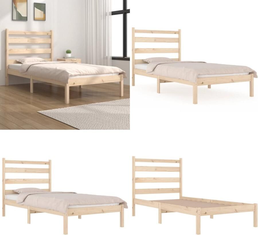 VidaXL Bedframe massief grenenhout 90x190 cm Bedframe Bedframes Eenpersoonsbed Bed