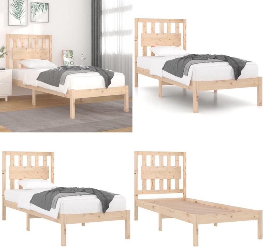 VidaXL Bedframe massief grenenhout 90x190 cm Bedframe Bedframes Eenpersoonsbed Bed