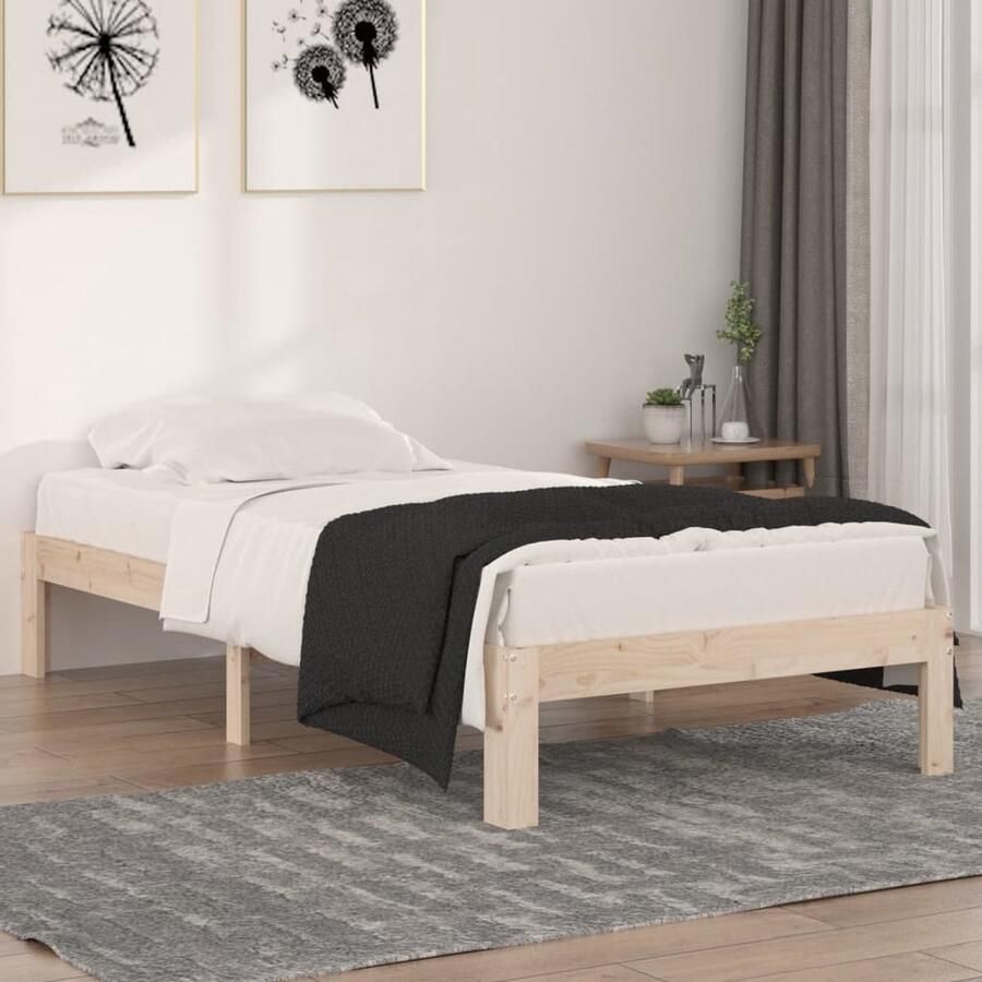 VidaXL Bedframe Massief Grenenhout 90x190 cm Houten Bed Enkelbed Massief Grenenhout Bedframe Eenpersoonsbed Modern Bed Klein Bed Budgetvriendelijk Bed - Foto 2