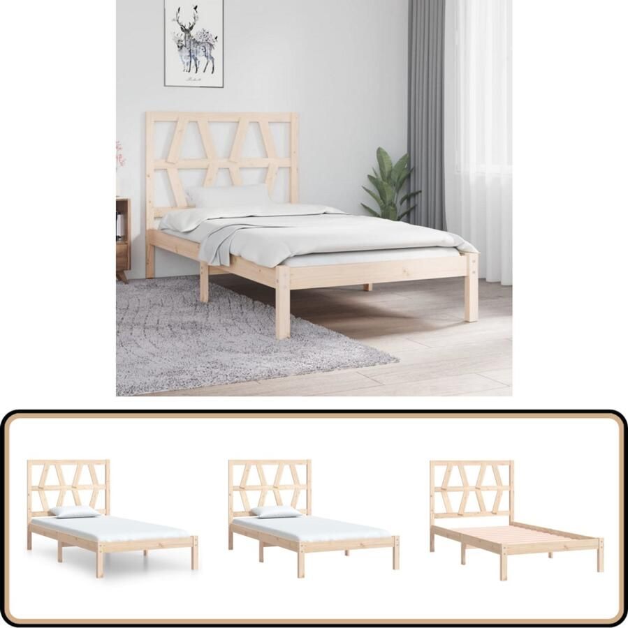 The Living Store Bedframe Grenenhout 195.5 x 95.5 x 31 cm Rustieke uitstraling Houten Bedframe Grenenhout Bedframe Massief Hout Bed Enkel Bed Eenpersoonsbed