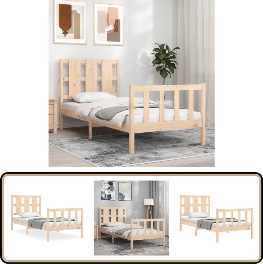 VidaXL Bedframe Massief Grenenhout 90x190 cm Massief Hout Bed Grenenhouten Bed Eengezinsbed Bed Frame Tweepersoon Bed