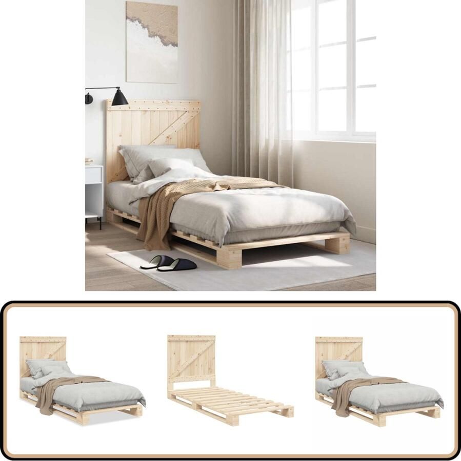 VidaXL Bedframe Massief Grenenhout 90x200 cm Bed Frame Massief Hout Bed Grenenhout Bed Bruine Bed Tweepersoons Bed Boxspring Bed Stapelbare Bedbodems Bedstee