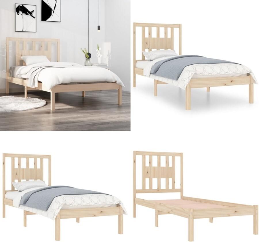 VidaXL Bedframe massief grenenhout 90x200 cm Bedframe Bedframes Eenpersoonsbed Bed - Foto 2