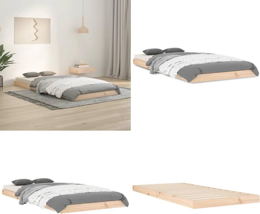 VidaXL Bedframe massief grenenhout 90x200 cm Bedframe Bedframes Eenpersoonsbed Bed