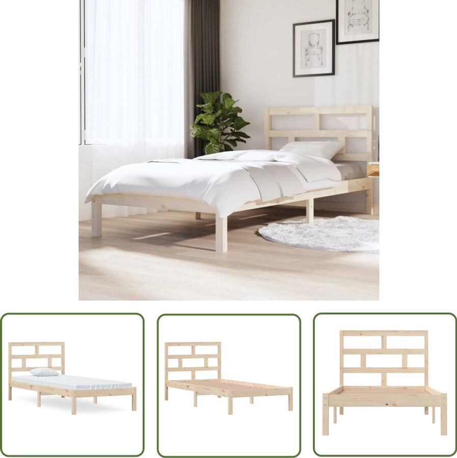 VidaXL Bedframe Massief Grenenhout 90x200 cm Houten Bed Frame Grenenhout Bed Frame Modern Bed Frame Tweepersoons Bed Frame King Size Bed Frame Bed Frame Met Hoofdeinde Stevig Bed Frame Bed Frame Met Lattenbodem