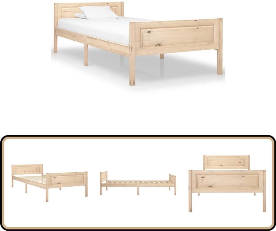 VidaXL Bedframe Massief Grenenhout 90x200 cm Houten Bed Frame Massief Grenenhout Bed Modern Bed Tweepersoons Bed Bruine Bed