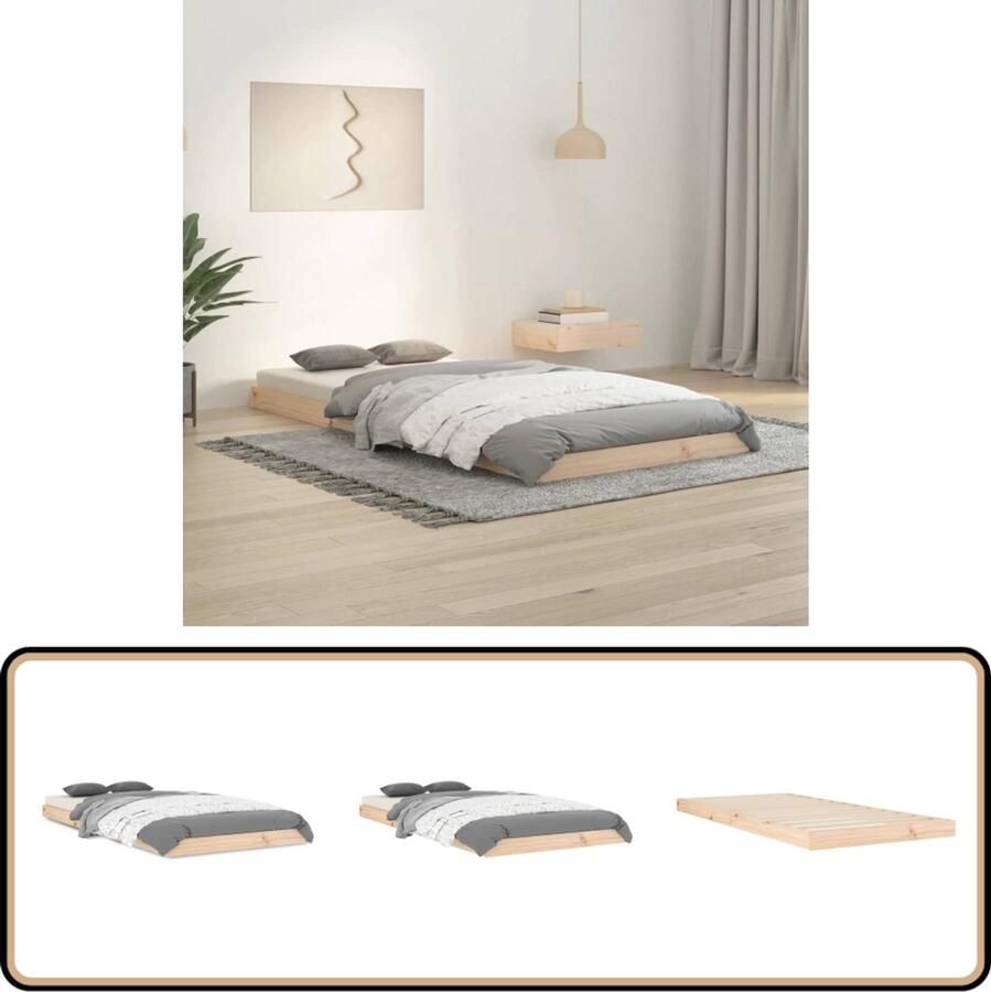 VidaXL Bedframe Massief Grenenhout 90x200 cm Houten Bedframe Enkel Bed Grenenhout Bed Modern Bed Rustic Bed