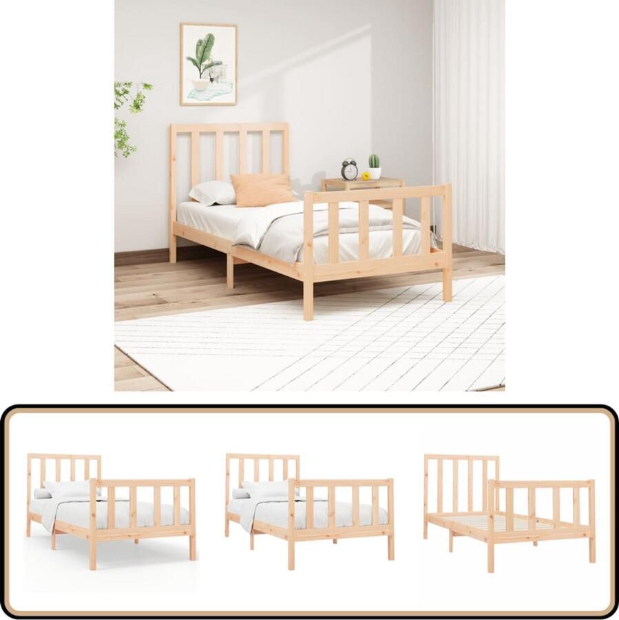 VidaXL Bedframe Massief Grenenhout 90x200 cm Houten Bedframe Massief Grenenhout Bedframe 90x200 Tweepersoon Bed Modern Bed Design Bed Comfortabele Hoofdeinde