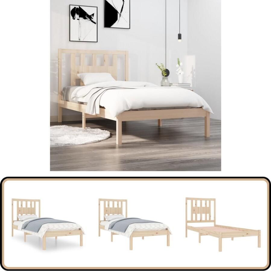 VidaXL Bedframe Massief Grenenhout 90x200 cm Klassieke Bed Frame Grenenhouten Bed Houten Bed Tweepersoons Bed King Size Bed