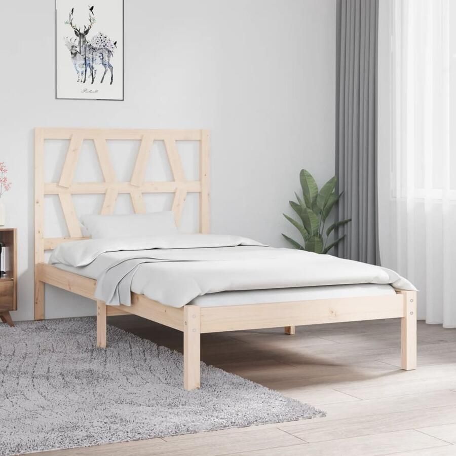 VidaXL Bedframe massief grenenhout 90x200 cm Klassieke Bedframe Grenenhout Bedframe Houten Bedframe Tweepersoons Bedframe Stapelbare Bedframe 90x200 Bedframe Bruin - Foto 2