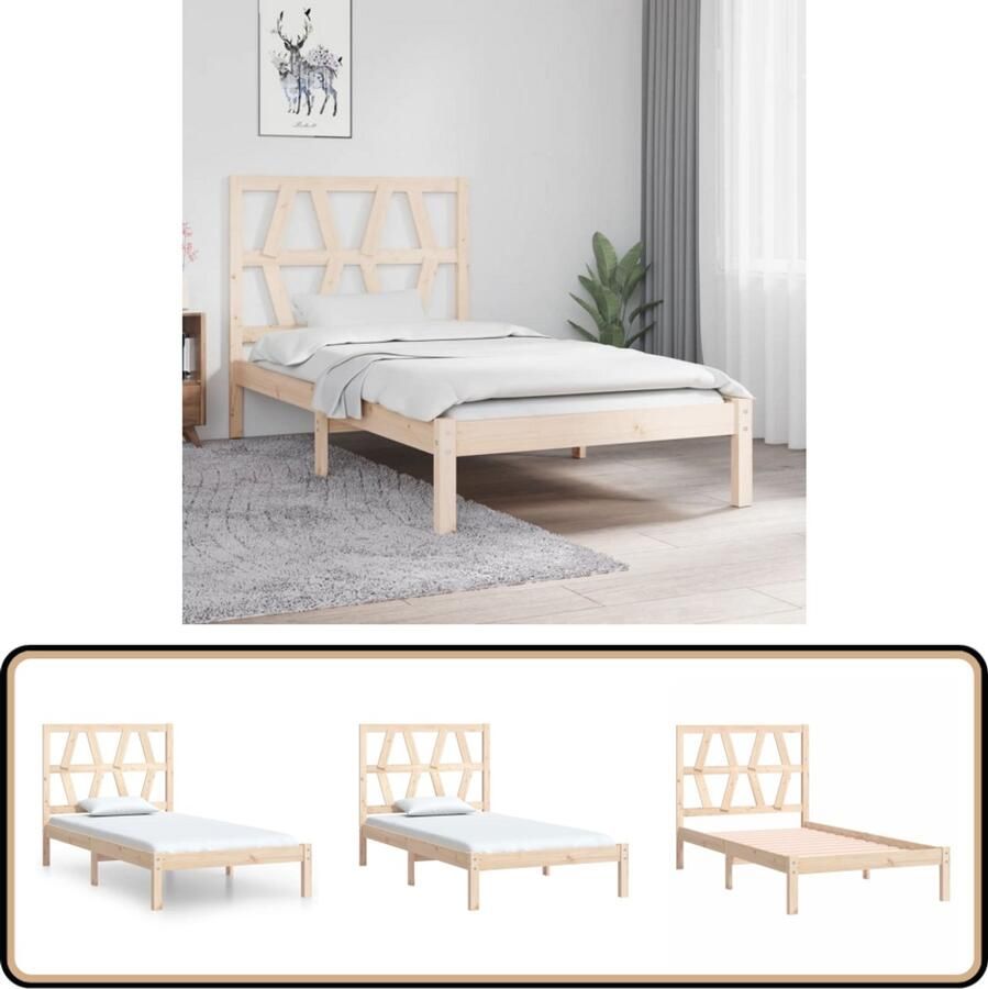 VidaXL Bedframe massief grenenhout 90x200 cm Klassieke Bedframe Grenenhout Bedframe Houten Bedframe Tweepersoons Bedframe Stapelbare Bedframe 90x200 Bedframe Bruin