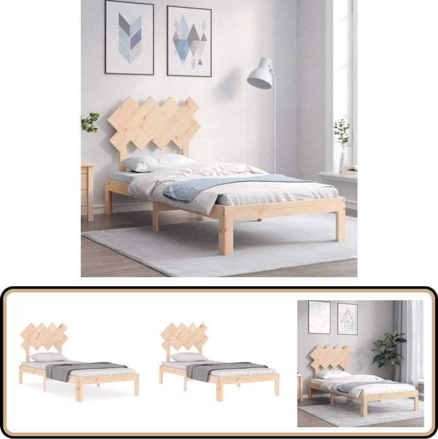 VidaXL Bedframe Massief Grenenhout 90x200 cm Massief Hout Bed Frame Grenenhout Bed Single Bed Eenpersoonsbed Bed Met Lattenbodem Bed Without Mattress
