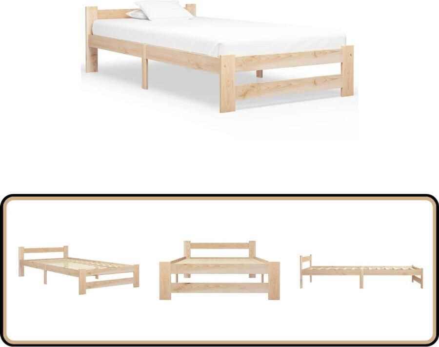 VidaXL Bedframe Massief Grenenhout 90x200 cm Massief Houten Bed Frame Grenenhouten Bed Enkelpersoonlig Bed Bruine Bed Frame Bed Frame 90x200 Slaapkamerstijl Elegant Bed Frame Comfortabel Bed Frame