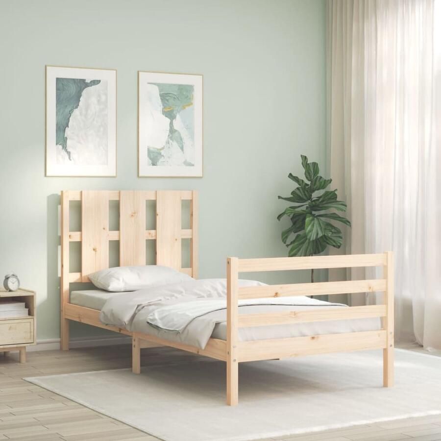 VidaXL Bedframe Massief Grenenhout 90x200 cm Massief Houten Bed Frame Grenenhouten Bed Houten Bed Tweepersoons Bed Boxspring Bed Slaapcomfort Bedroom Furniture Slaapkamerdecor - Foto 4