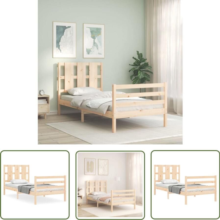 VidaXL Bedframe Massief Grenenhout 90x200 cm Massief Houten Bed Frame Grenenhouten Bed Houten Bed Tweepersoons Bed Boxspring Bed Slaapcomfort Bedroom Furniture Slaapkamerdecor - Foto 3