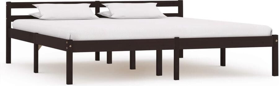 VidaXL Bedframe Massief Grenenhout Donkerbruin 160x200 cm Massief Hout Bed Grenenhouten Bed Donkere Bruine Bed Tweepersoons Bed Slaapkamers Meubels Modern Bedframe Design Bed - Foto 2