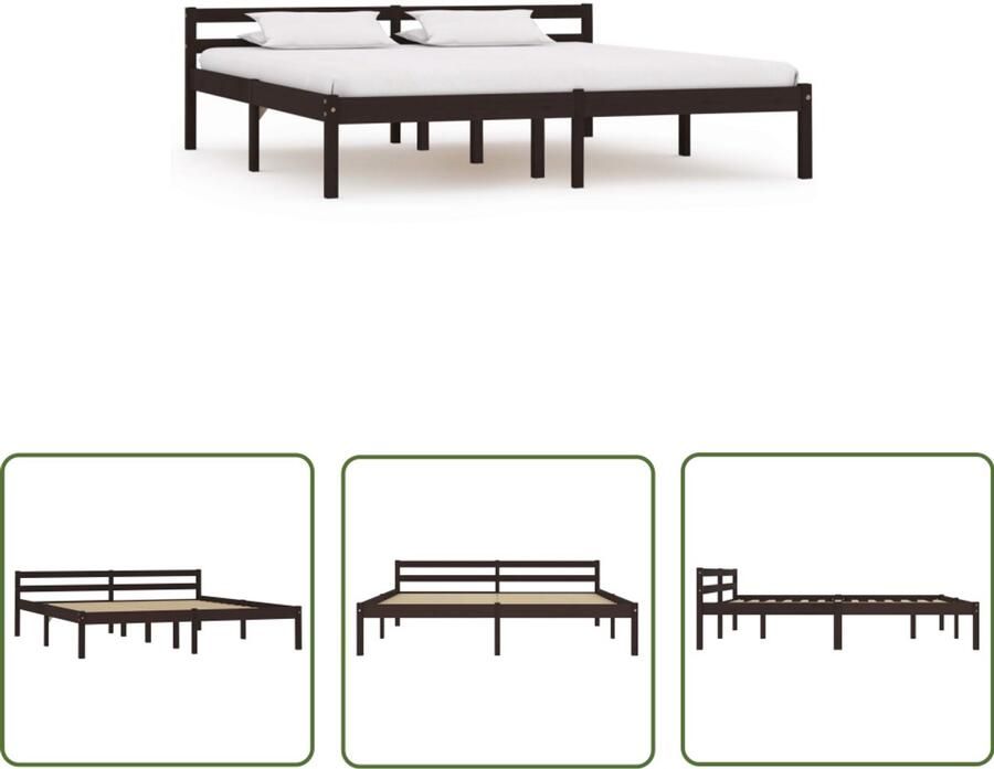 VidaXL Bedframe Massief Grenenhout Donkerbruin 160x200 cm Massief Hout Bed Grenenhouten Bed Donkere Bruine Bed Tweepersoons Bed Slaapkamers Meubels Modern Bedframe Design Bed
