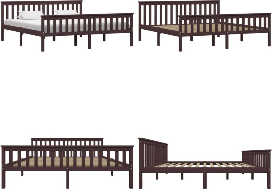 VidaXL Bedframe massief grenenhout donkerbruin 180x200 cm Bedframe Bedframes Bed Frame Bed Frames