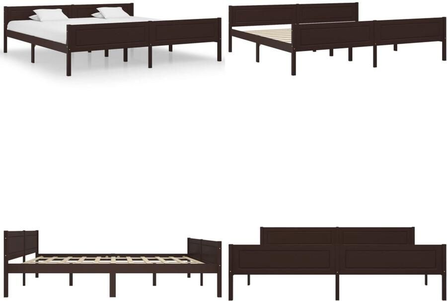 VidaXL Bedframe massief grenenhout donkerbruin 200x200 cm Bedframe Bed Frame Bed Frames