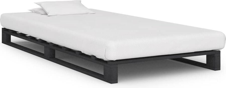 VidaXL Bedframe Massief Grenenhout Grijs 100x200 cm Pallet Bedframe Massief Hout Bedframe Grenenhouten Bedframe Grijze Bedframe Tweepersoons Bed