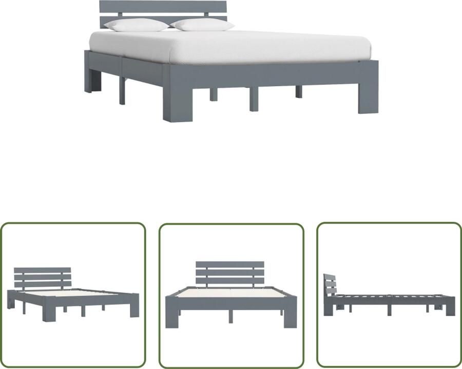 VidaXL Bedframe Massief Grenenhout Grijs 120x200 cm Massief Hout Bedframe Grenenhout Bedframe Grijze Bedframe Tweepersoons Bedframe Modern Bedframe Design Bedframe Slaapkamers Meubels Bed Frames