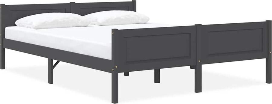 VidaXL Bedframe Massief Grenenhout Grijs 140x200 cm Houten Bed Frame Tweepersoons Bed Massief Grenenhout Grijze Bed Frame Modern Bed Frame Bed Frame Montage Boxspring Bed Frame - Foto 2