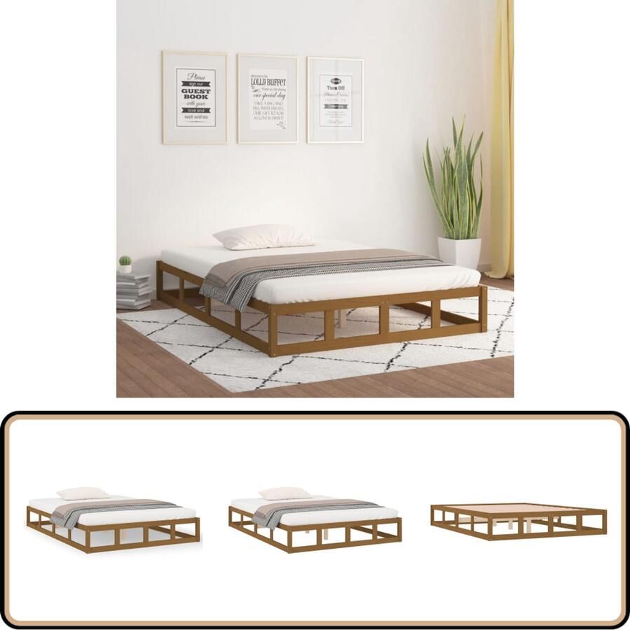 VidaXL Bedframe Massief Grenenhout Honingbruin 120x190 cm Houten Bedframe Massief Hout Bedframe 120x190 Cm Honingbruin Bedframe Modern Bedframe Tweepersoons Bedframe