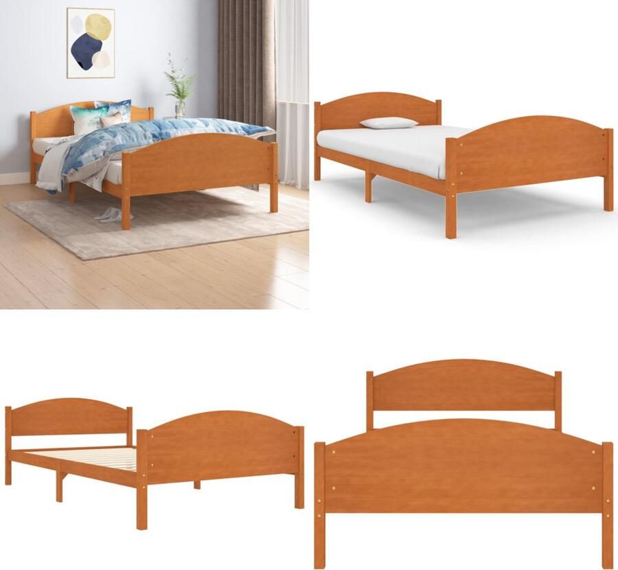 VidaXL Bedframe massief grenenhout honingbruin 120x200 cm Bedframe Bed Frame Bed Frames
