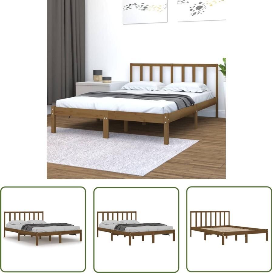 VidaXL Bedframe Massief Grenenhout Honingbruin 120x200 cm Bedframe Grenenhout Bedframe Hout Bedframe Honingbruin Bedframe Tweepersoons Bedframe King Size Bedframe