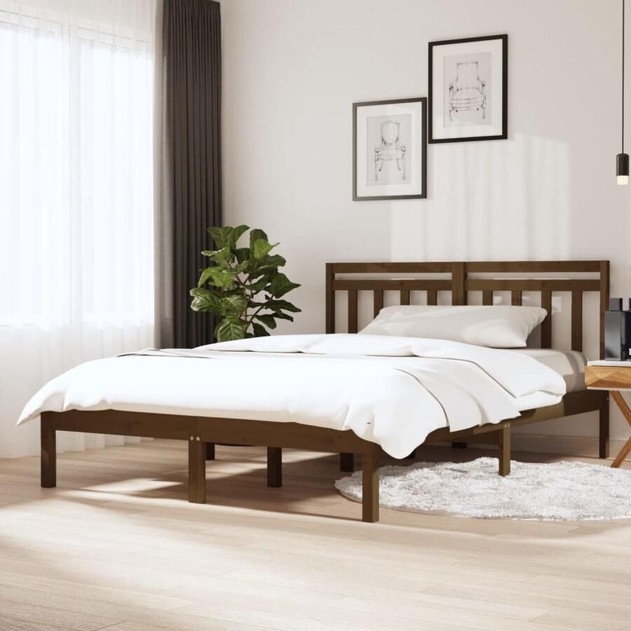 VidaXL Bedframe Massief Grenenhout Honingbruin 120x200cm Bedframe Grenenhout Bed Honey Brown Bed Tweepersoons Bed Slaapcomfort Modern Bed Minimalistisch Bed Landelijk Bed - Foto 2
